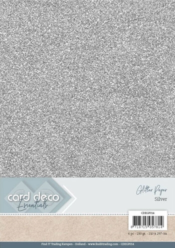  Card Deco Glitter karton  Silver  230 g